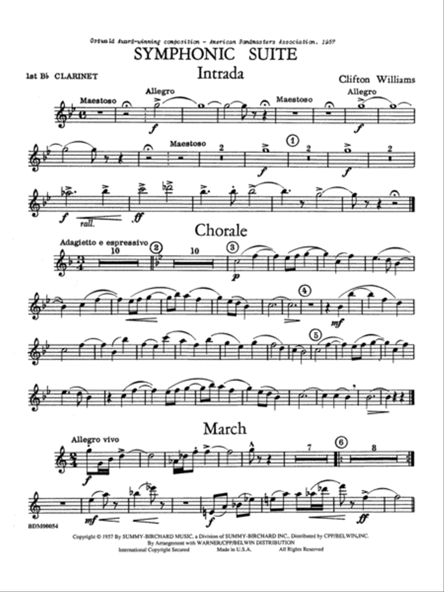 Symphonic Suite: 1st B-flat Clarinet Concert Band scores gallery preview page 1