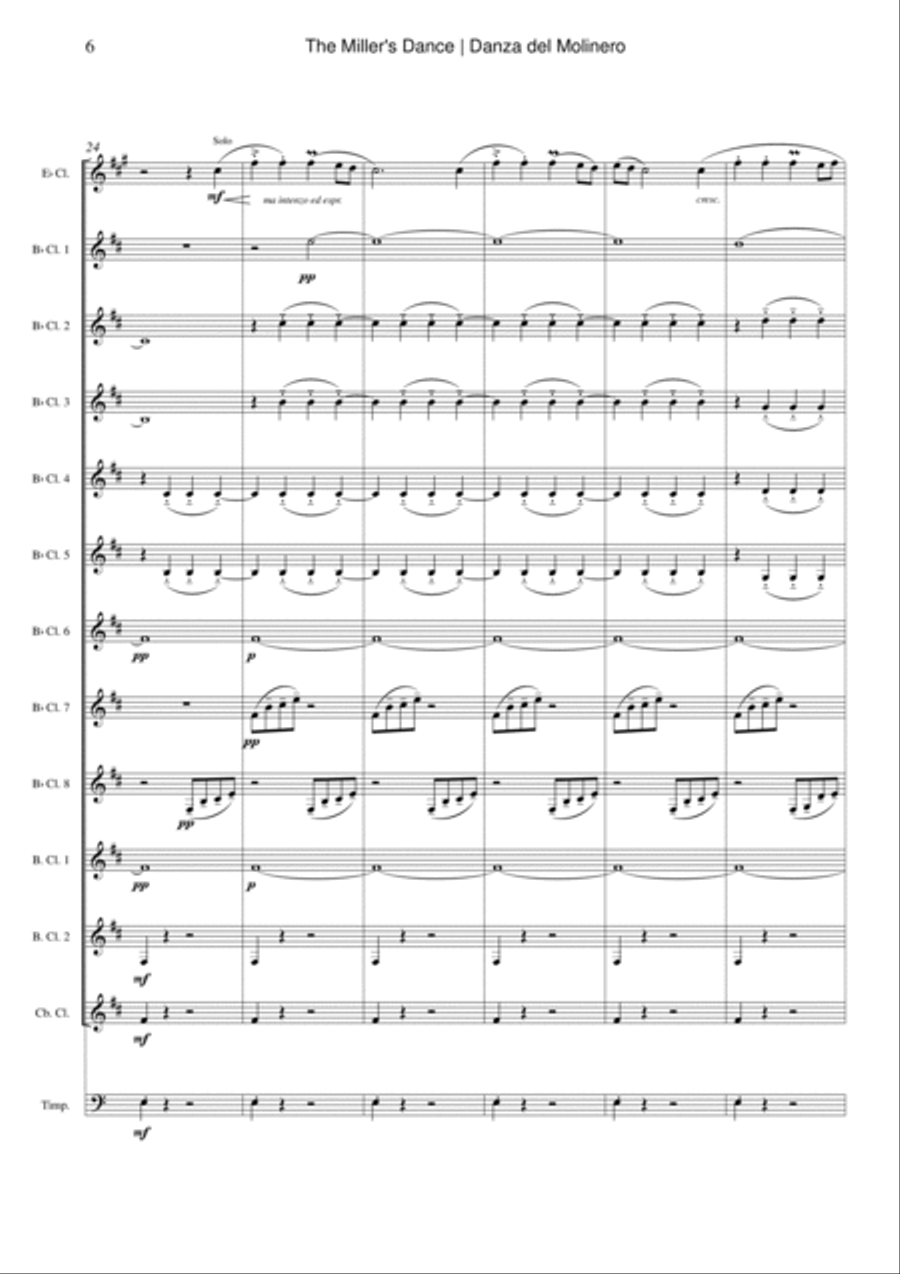 Dance of the Miller (Danza del Molinero) from from The Three-Cornered Hat Woodwind Ensemble scores gallery preview page 6