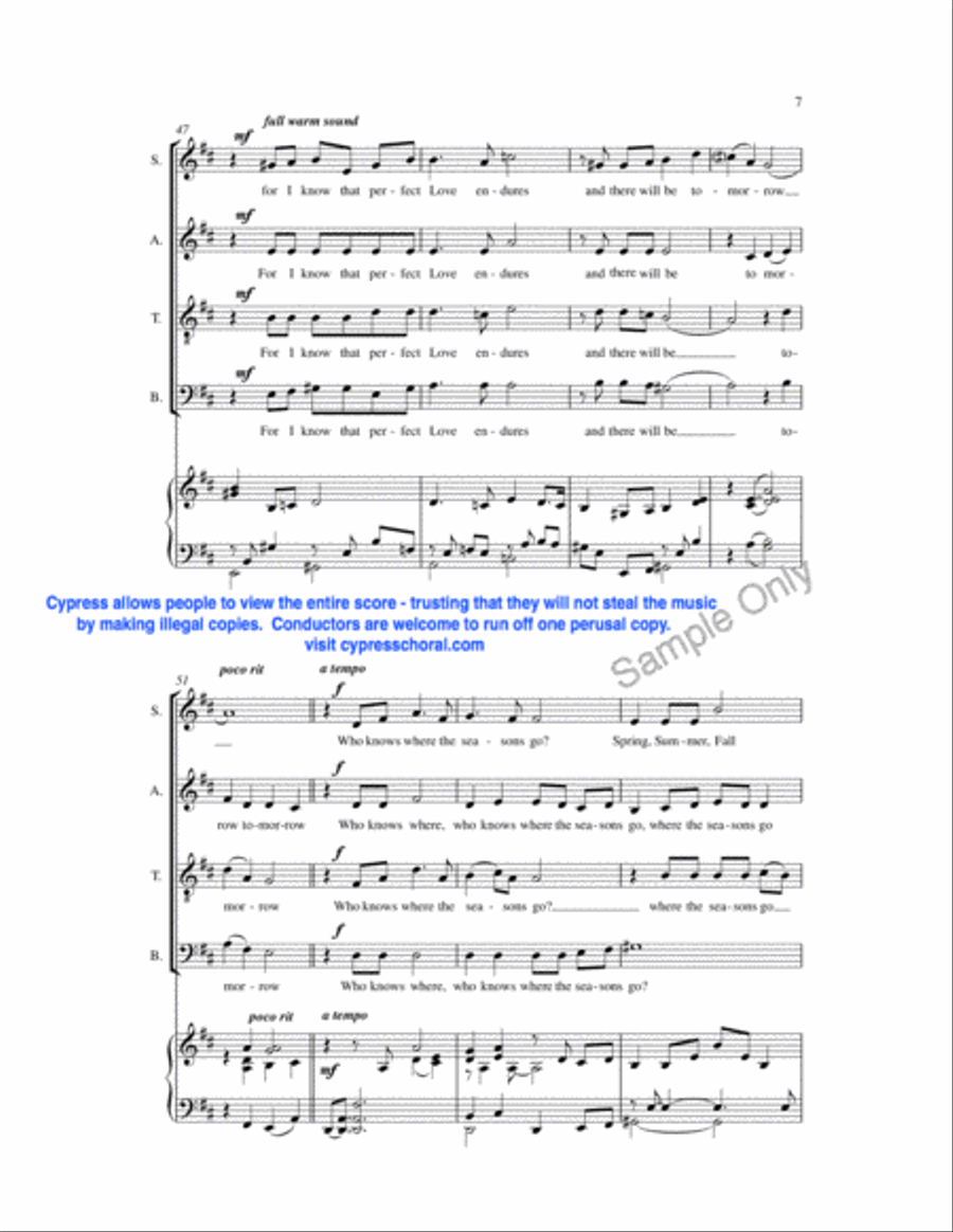 Who Knows Where The Seasons Go 4-Part scores gallery preview page 7