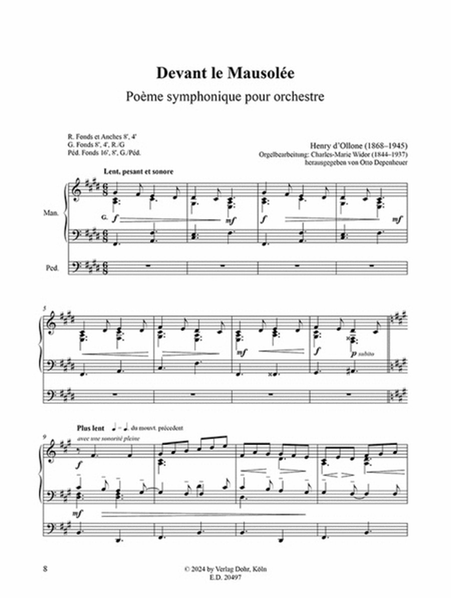 Drei Transkriptionen für Orgel (Werke von Händel, d'Ollone und Widor)