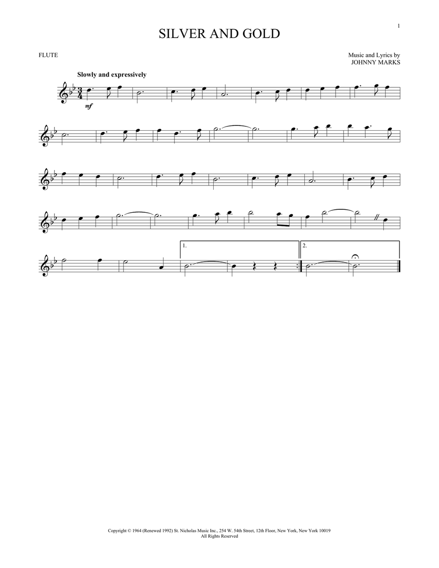 Silver And Gold Flute Solo scores gallery preview page 1