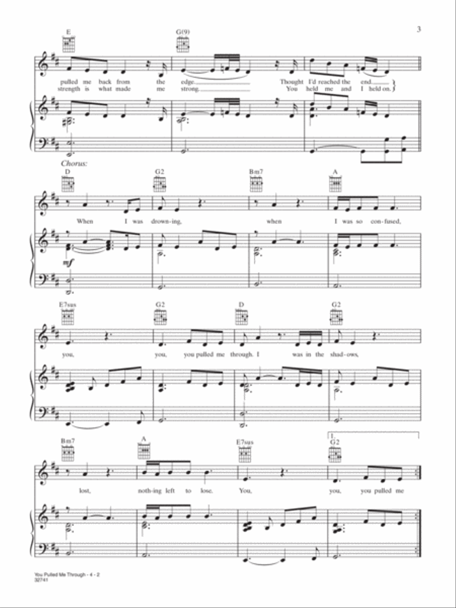 You Pulled Me Through You Pulled Me Through Piano, Vocal, Guitar scores gallery preview page 2