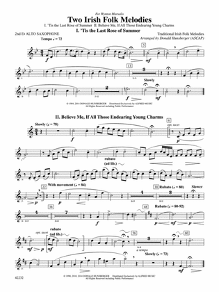 Two Irish Folk Melodies: 2nd E-flat Alto Saxophone