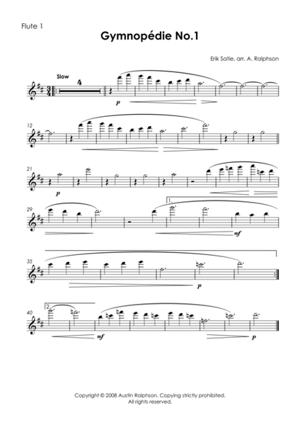 Gymnopedie No.1 - flute quartet image number null