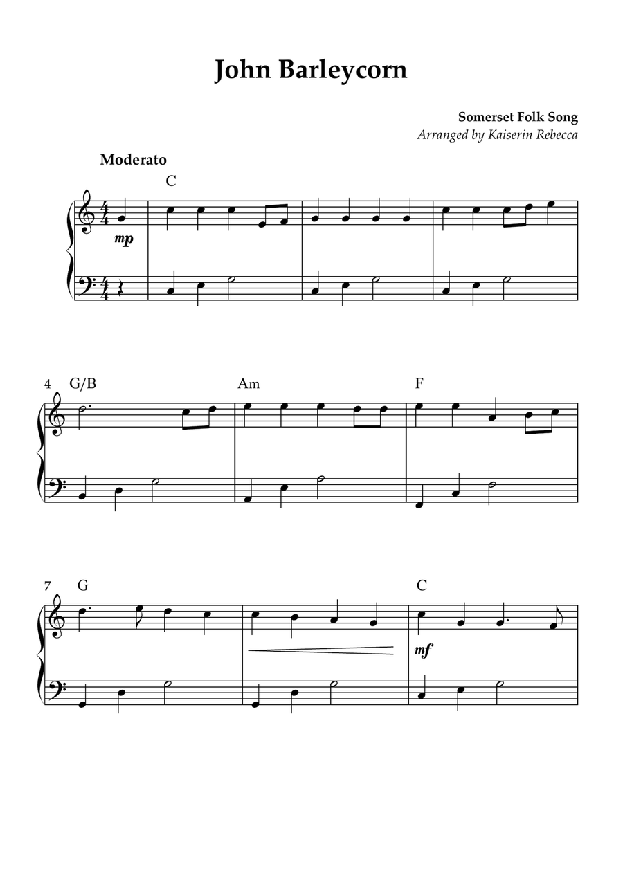 John Barleycorn Piano Method scores gallery preview page 1