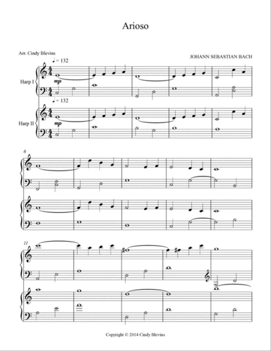 Arioso, for Harp Duet Harp scores gallery preview page 2