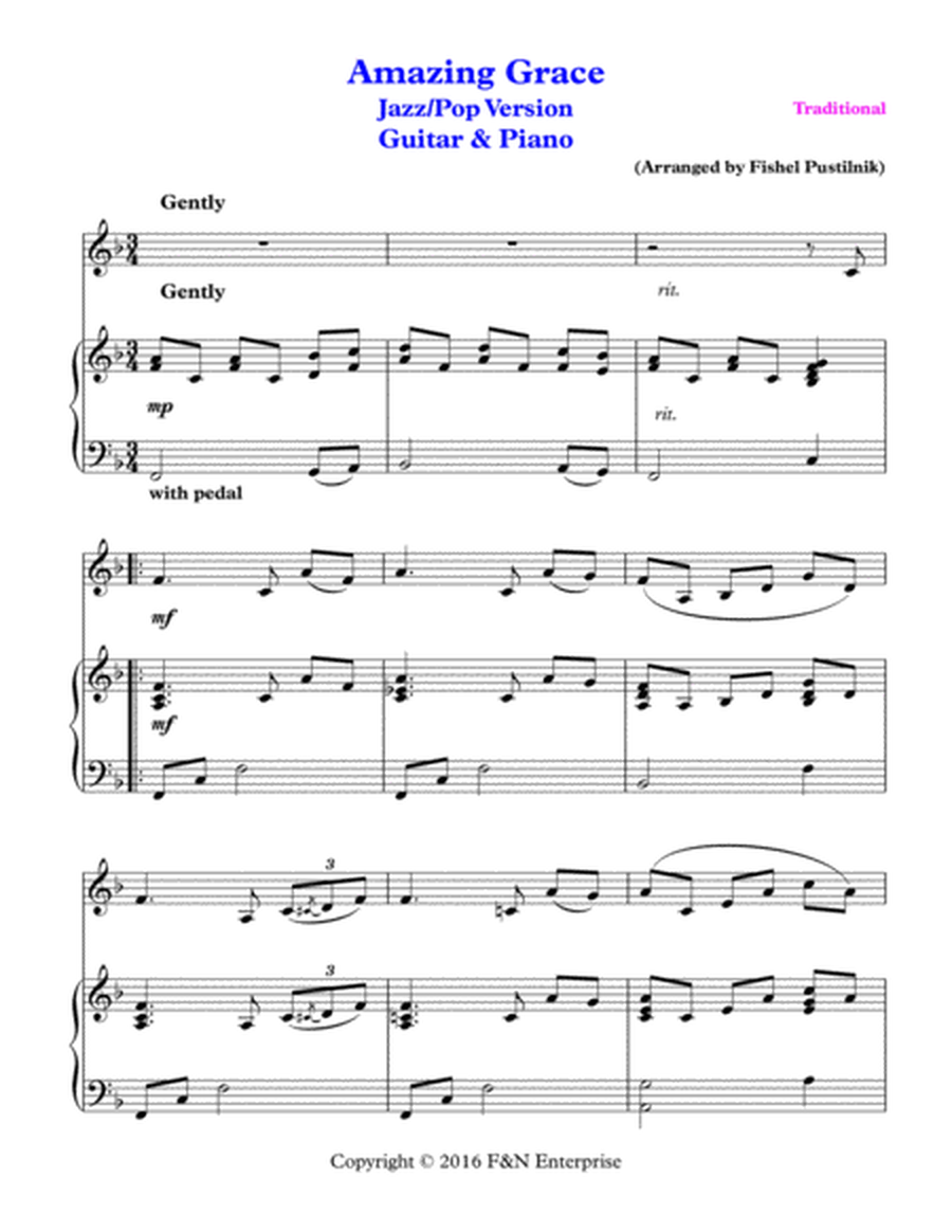 "Amazing Grace" for Guitar and Piano image number null