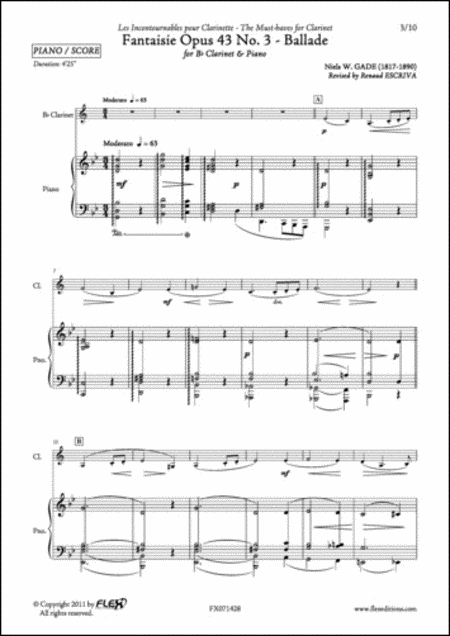 Niels Vilhelm Gade : Fantaisie Opus 43 No. 3