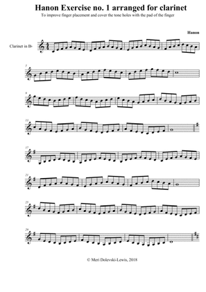Hanon Exercise no. 1 for clarinet