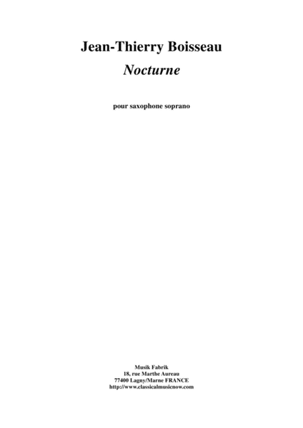 Jean-Thierry Boisseau: Nocturne for soprano saxophone image number null