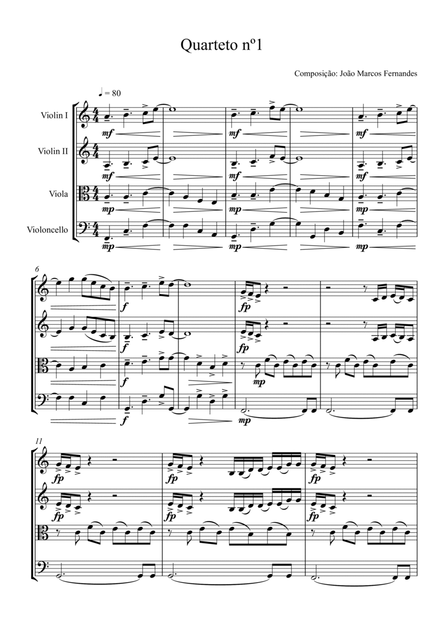 Quarteto nº 1 String Quartet scores gallery preview page 1