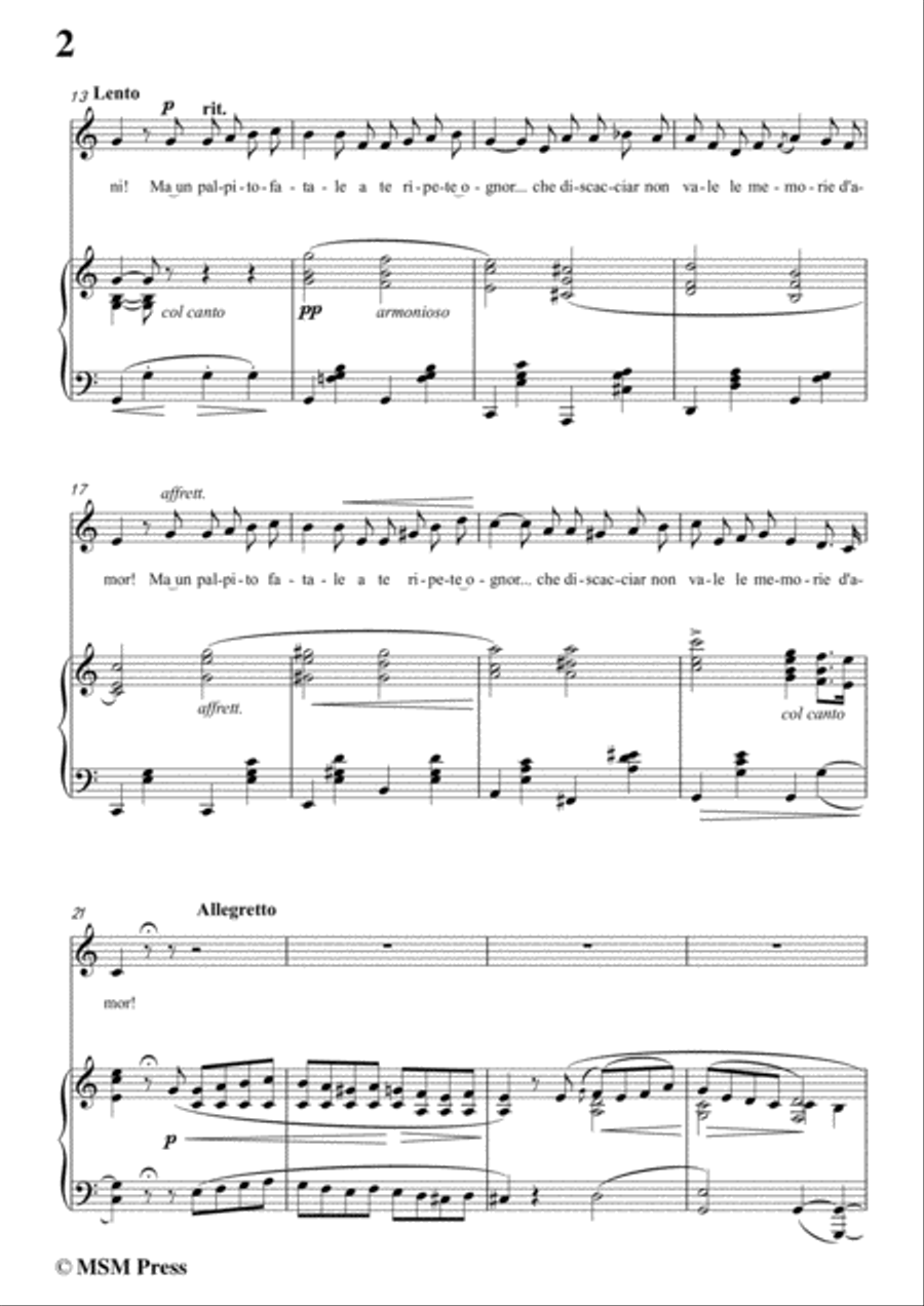Tosti-Memorie d'amor! In C Major,for Voice and Piano Voice Solo scores gallery preview page 4