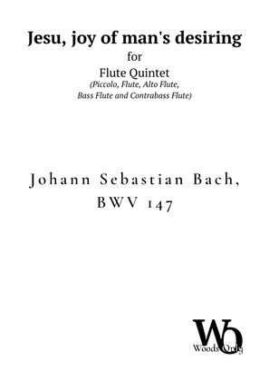 Jesu, joy of man's desiring by Bach for Flute Choir Quintet