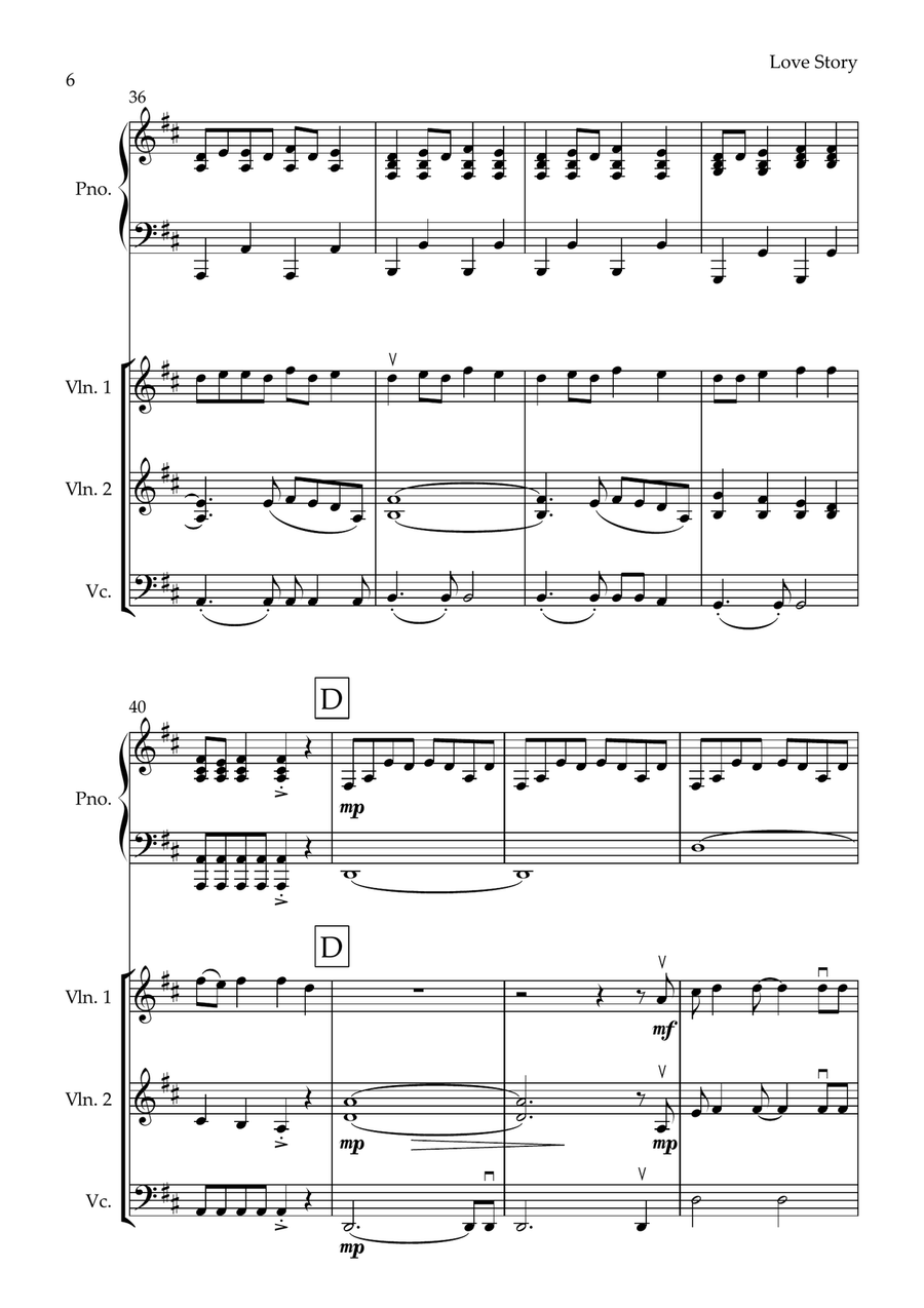 Love Story Piano Quartet scores gallery preview page 6