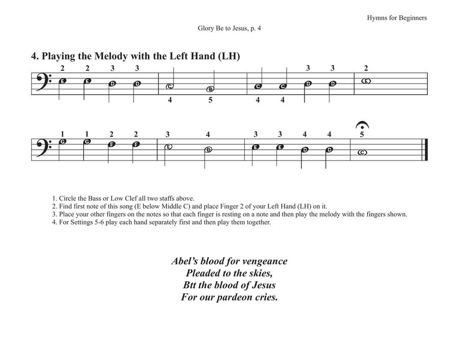 Glory Be to Jesus (Hymns for Beginners) Piano Method scores gallery preview page 5