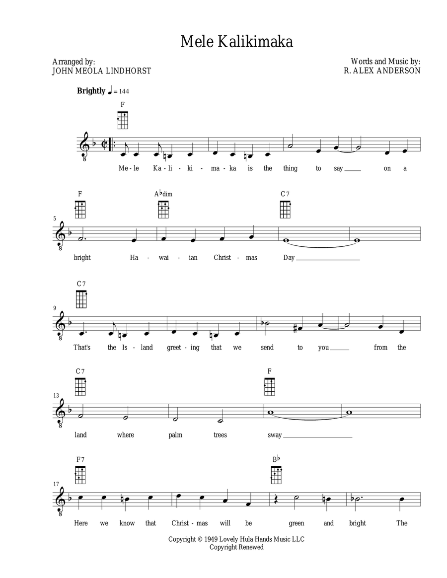 Mele Kalikimaka Ukulele scores gallery preview page 1