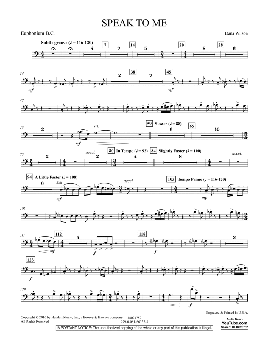 Speak to Me - Euphonium B.C. Euphonium scores gallery preview page 1