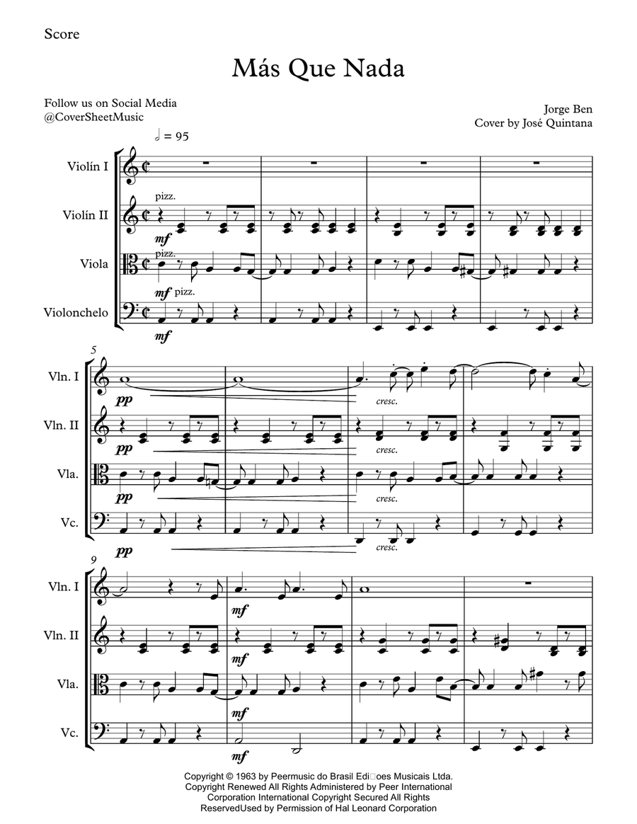 Mas Que Nada Mas Que Nada String Quartet scores gallery preview page 2