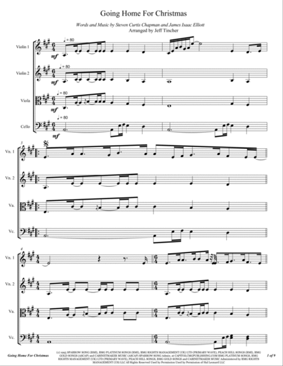 Going Home For Christmas String Quartet scores gallery preview page 2