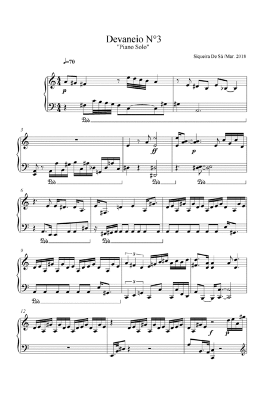 Daydreams - Devaneios - Piano Solo. The music originality that imagination musical espontany. Six wo Small Ensemble scores gallery preview page 6