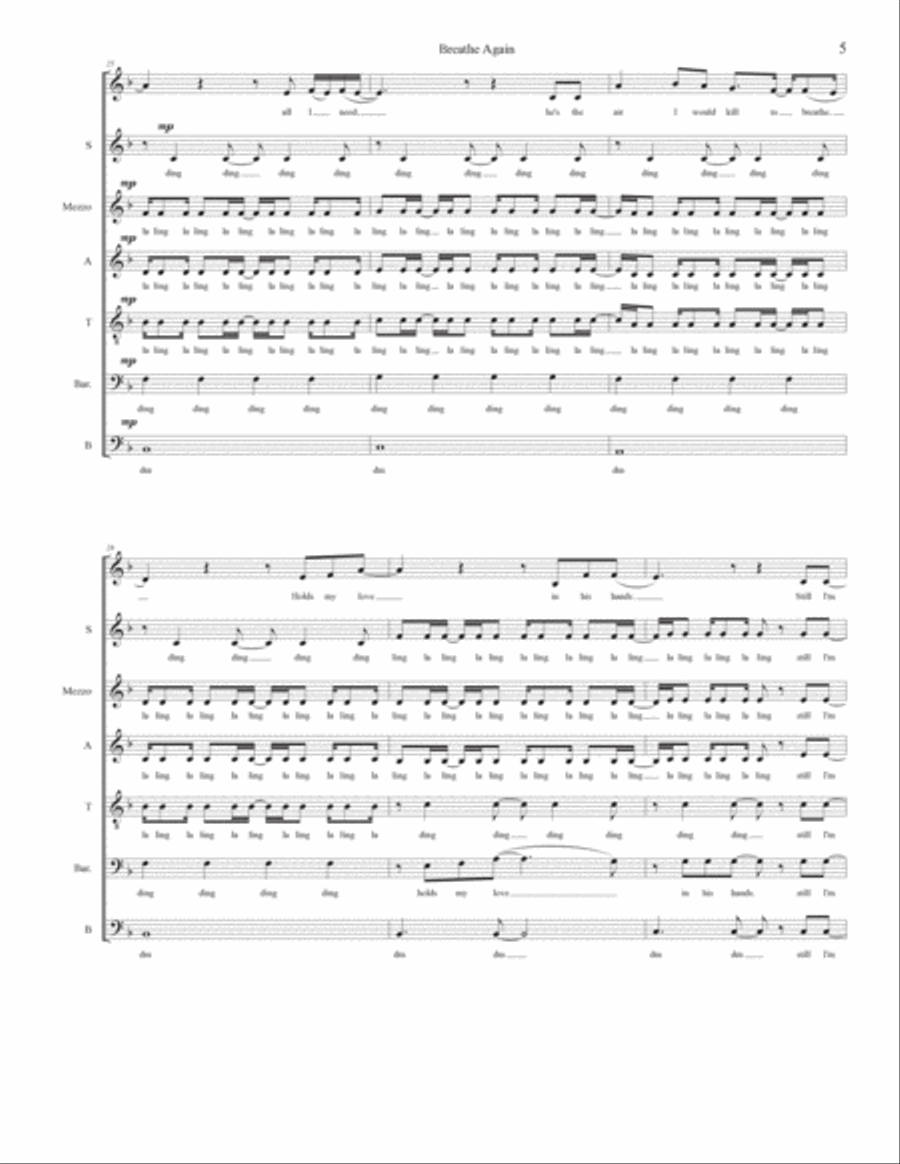 Breathe Again 4-Part scores gallery preview page 5