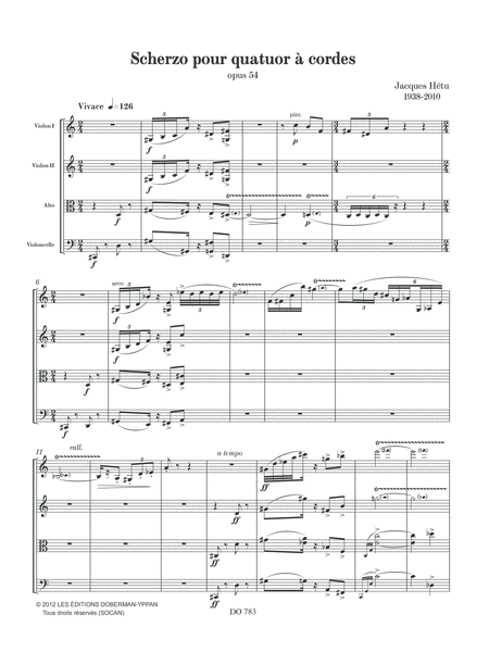 Scherzo pour quatuor a cordes, opus 54