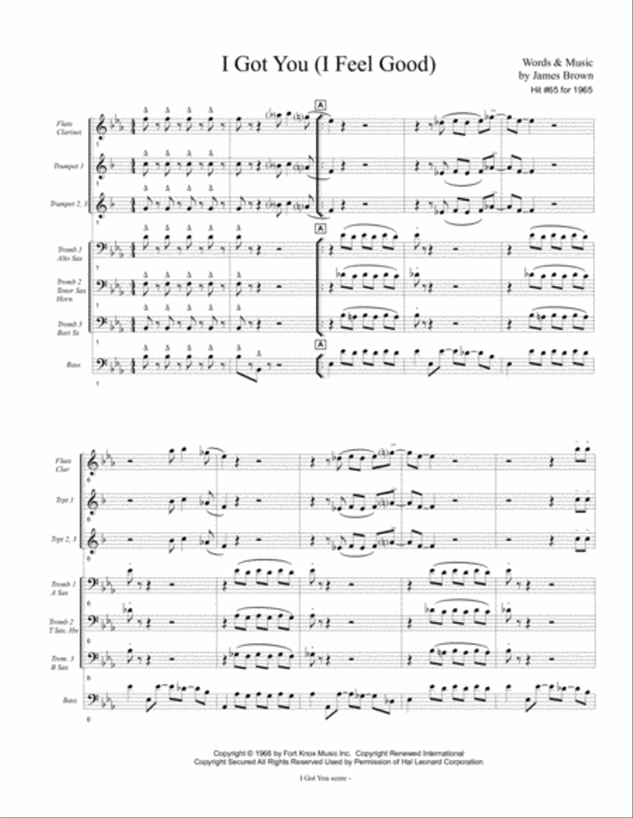 I Got You (I Feel Good) Jazz Ensemble scores gallery preview page 1