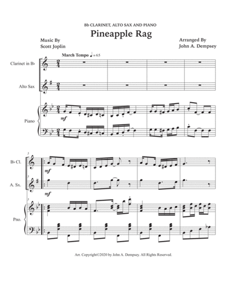 Pineapple Rag (Trio for Clarinet, Alto Sax and Piano) image number null