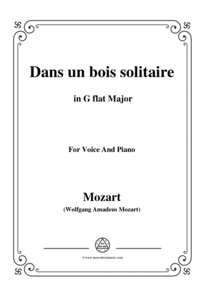 Book cover for Mozart-Dans un bois solitaire,in G flat Major,for Voice and Piano
