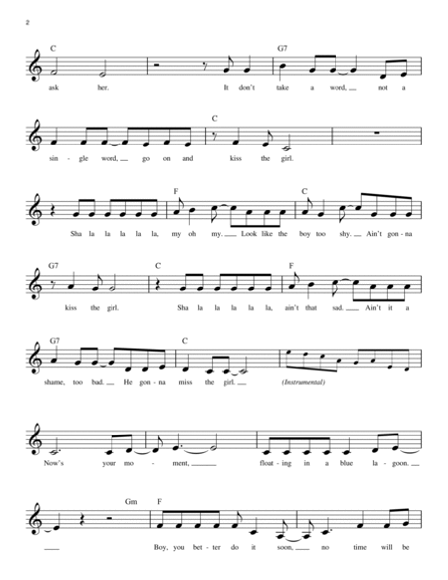Kiss The Girl (from The Little Mermaid) Piano scores gallery preview page 2