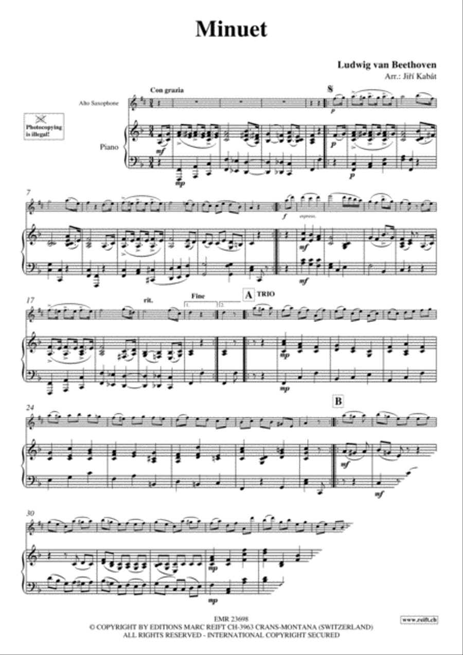 Minuet Alto Saxophone scores gallery preview page 3