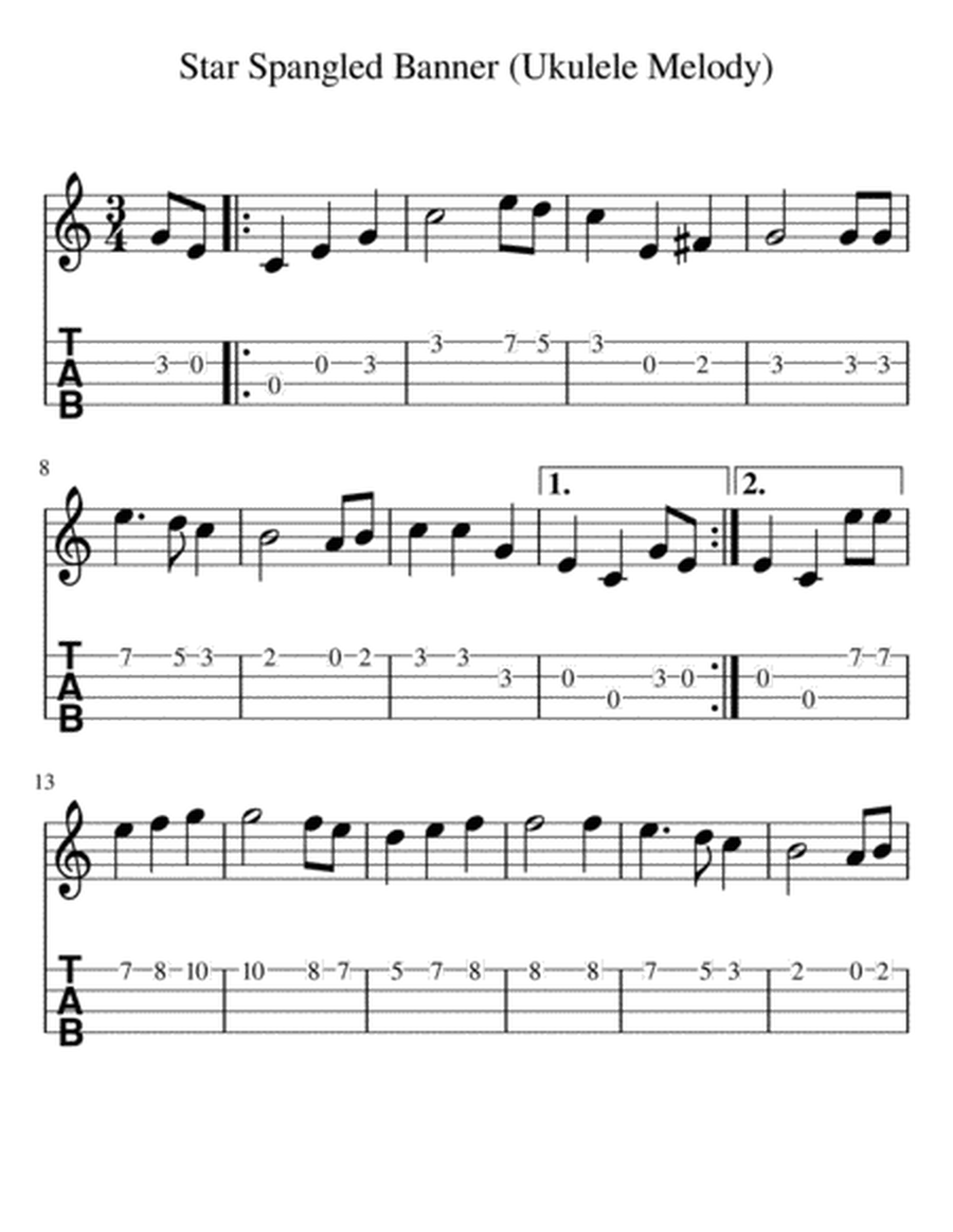 Star Spangled Banner (Ukulele Melody)