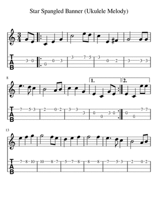 Star Spangled Banner (Ukulele Melody)