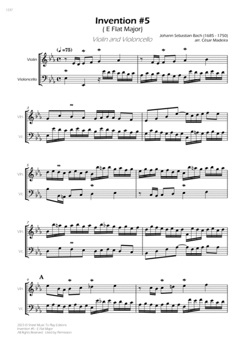 Invention No.5 in Eb Major - Violin and Cello (Full Score and Parts) image number null