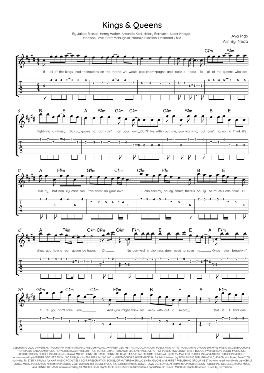 Kings & Queens Electric Guitar scores gallery preview page 1