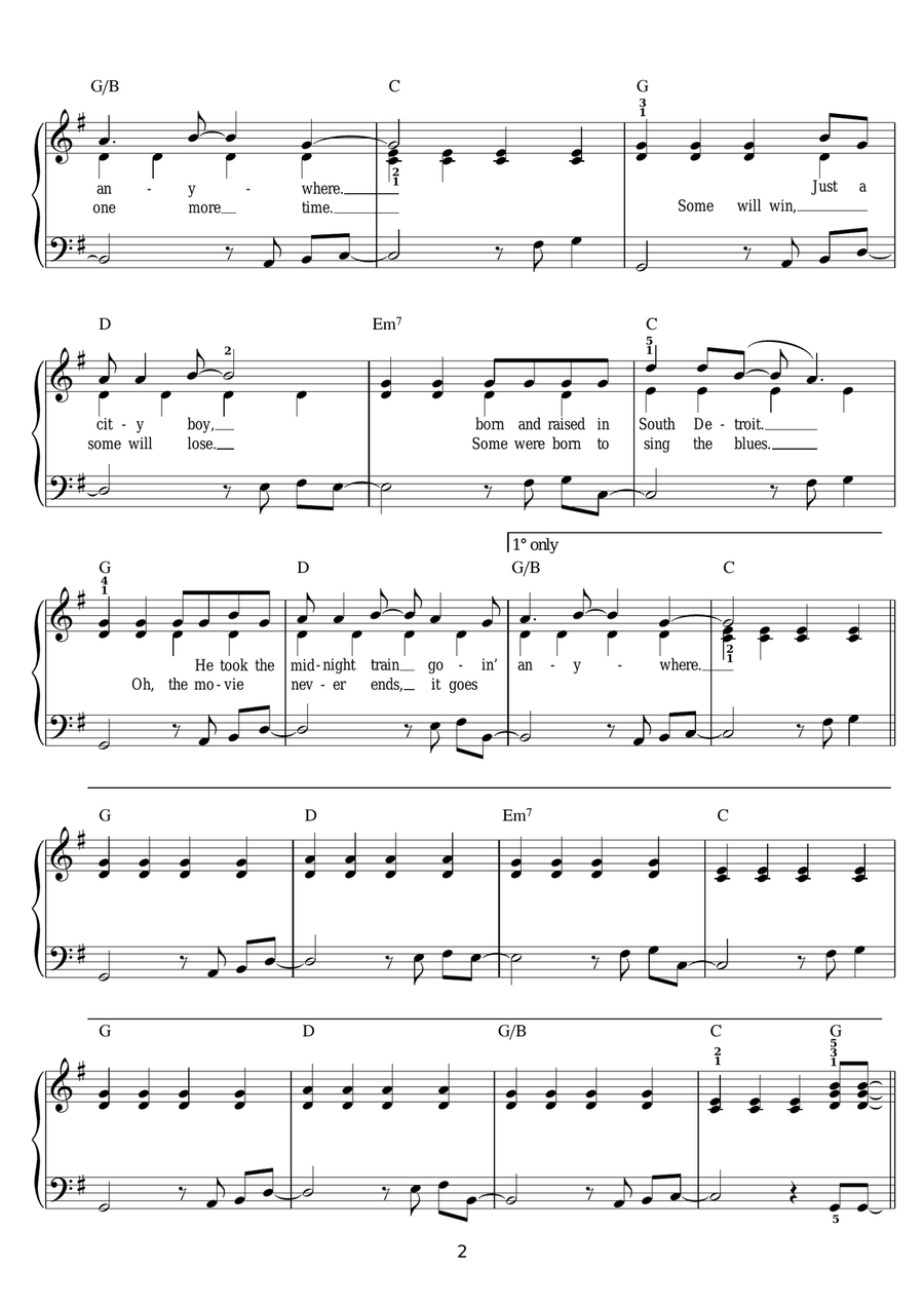 Don't Stop Believin' Easy Piano scores gallery preview page 2