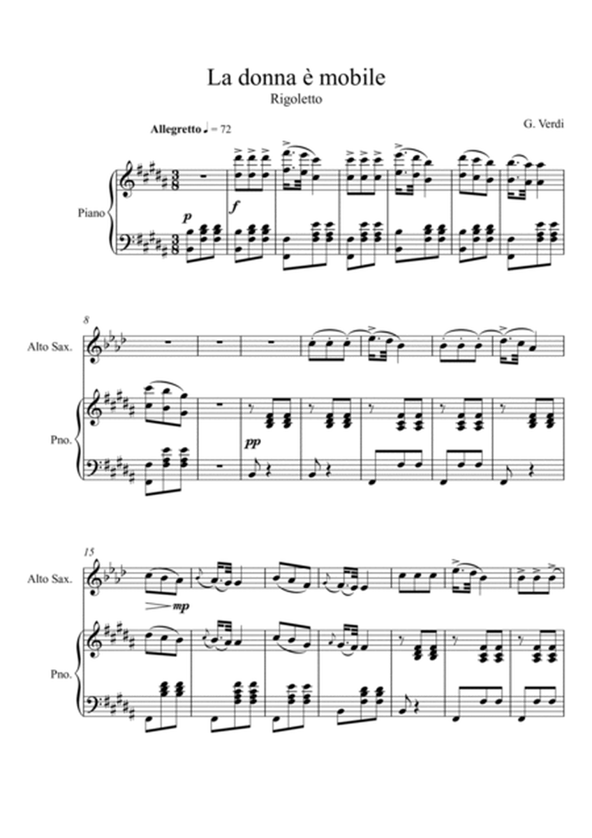 Giuseppe Verdi - La donna e mobile (Rigoletto) Alto Saxophone Solo - B Key image number null