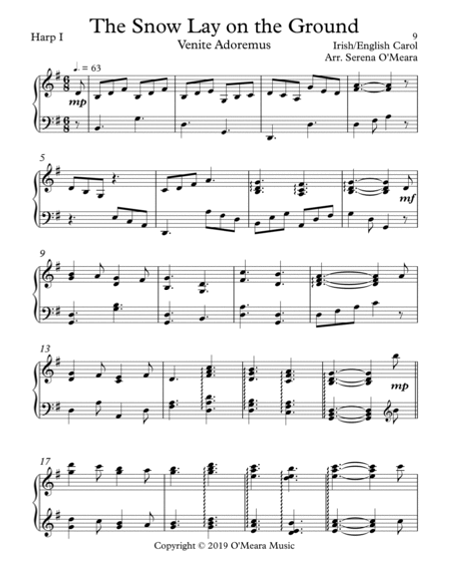 The Snow Lay on the Ground, Venite Adoremus, Harp I Celtic Harp scores gallery preview page 2