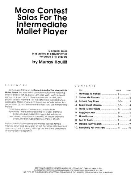 More Contest Solos For The Intermediate Mallet Player