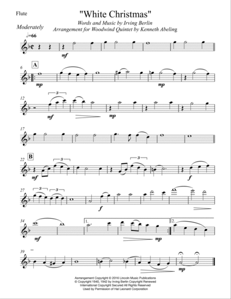 White Christmas Woodwind Quintet scores gallery preview page 5
