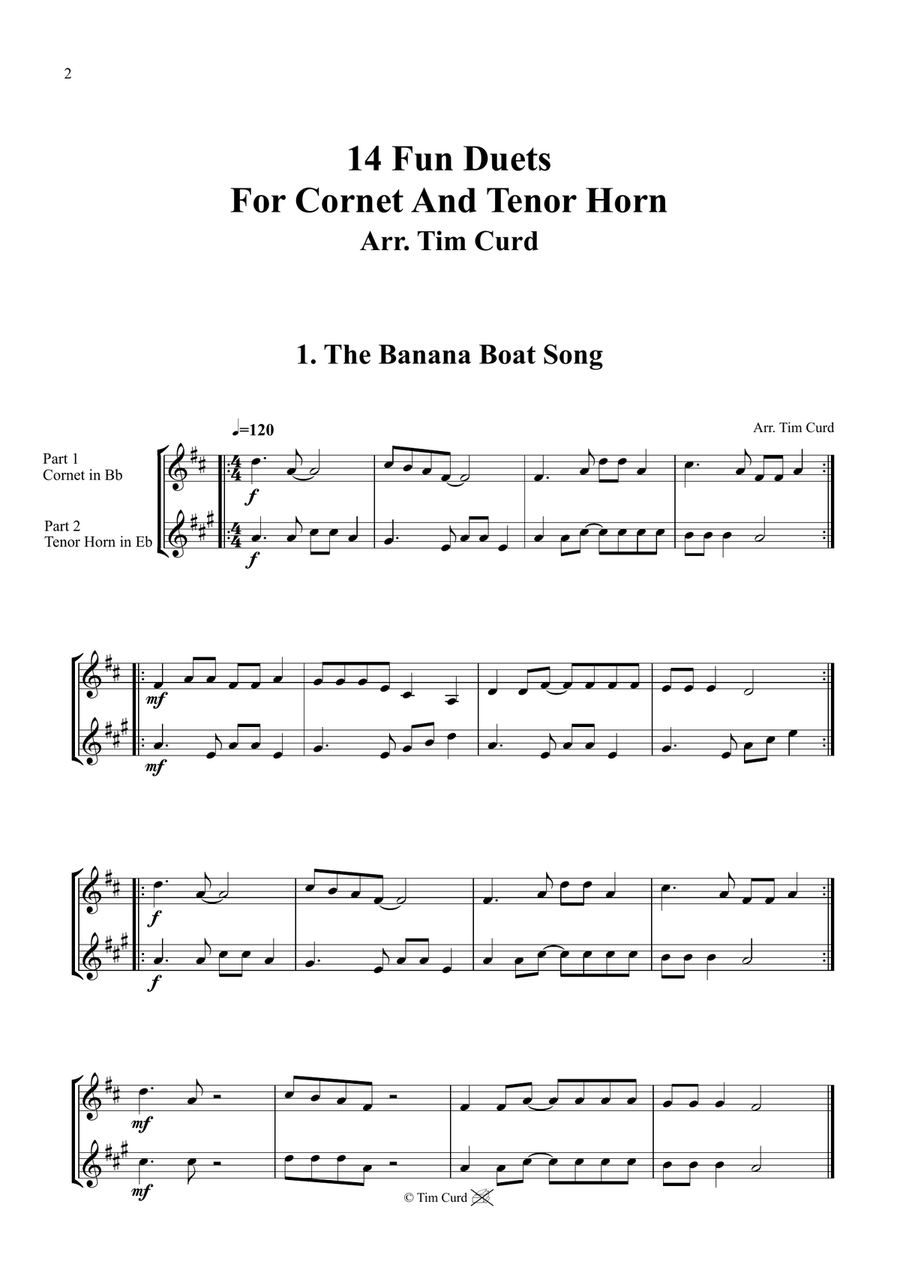 14 Fun Duets For Cornet And Tenor Horn Brass Duet scores gallery preview page 2