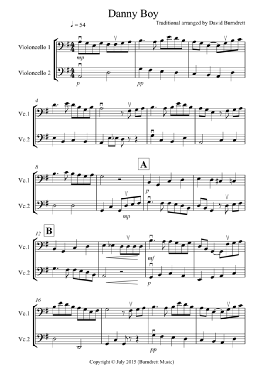 Danny Boy for Cello Duet String Duet scores gallery preview page 1
