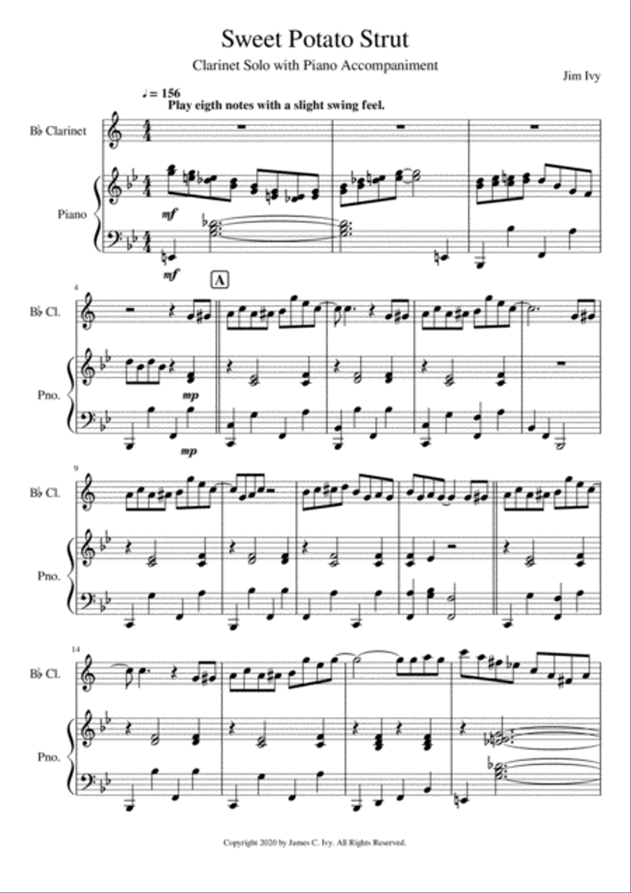 The Sweet Potato Strut for Solo Clarinet with Piano Accompaniment image number null