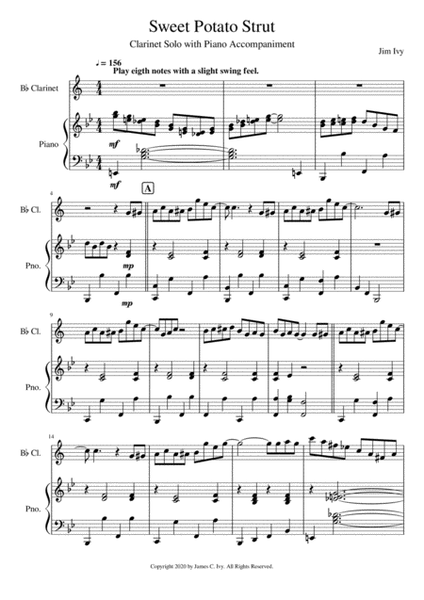 The Sweet Potato Strut for Solo Clarinet with Piano Accompaniment image number null