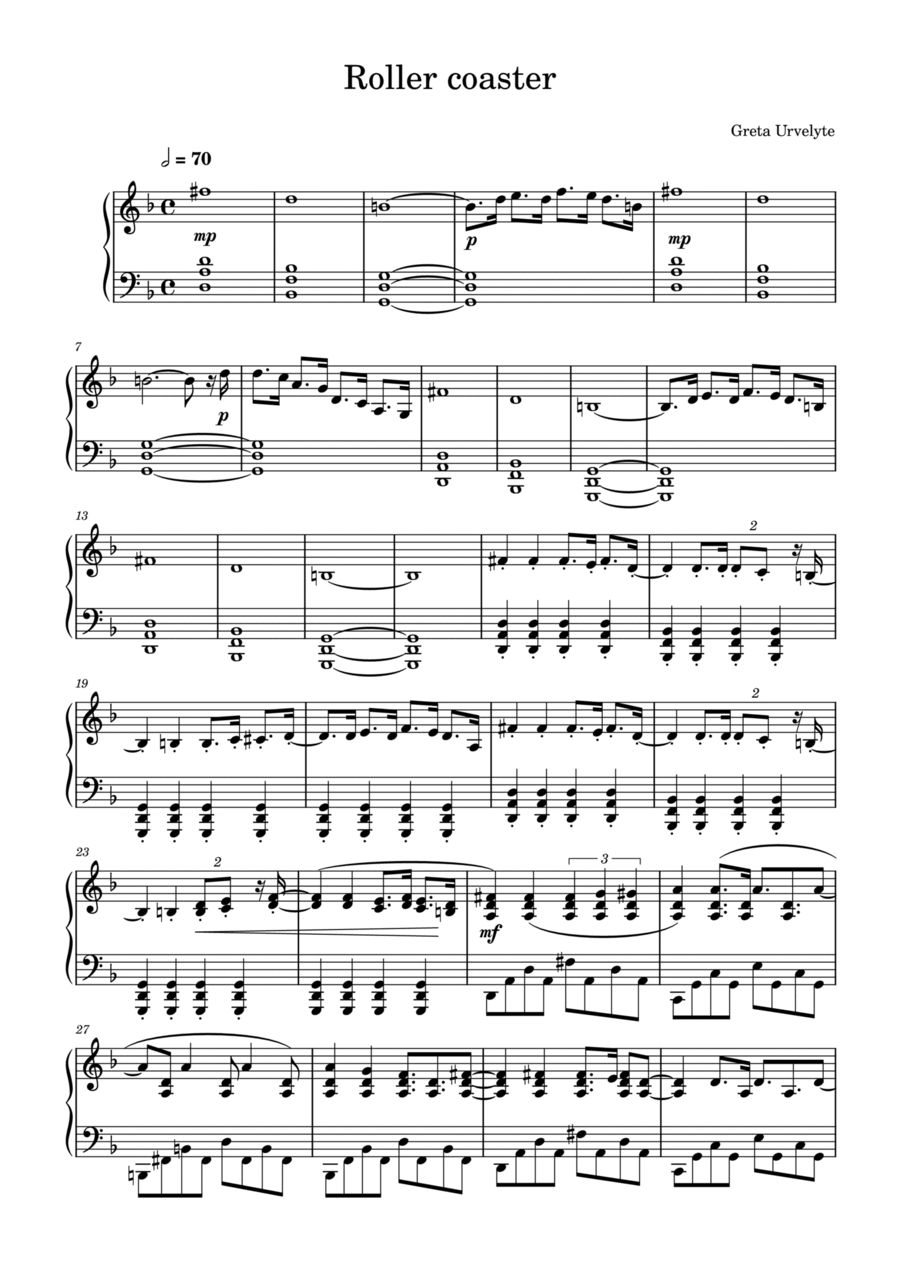 Roller coaster Piano Solo scores gallery preview page 1