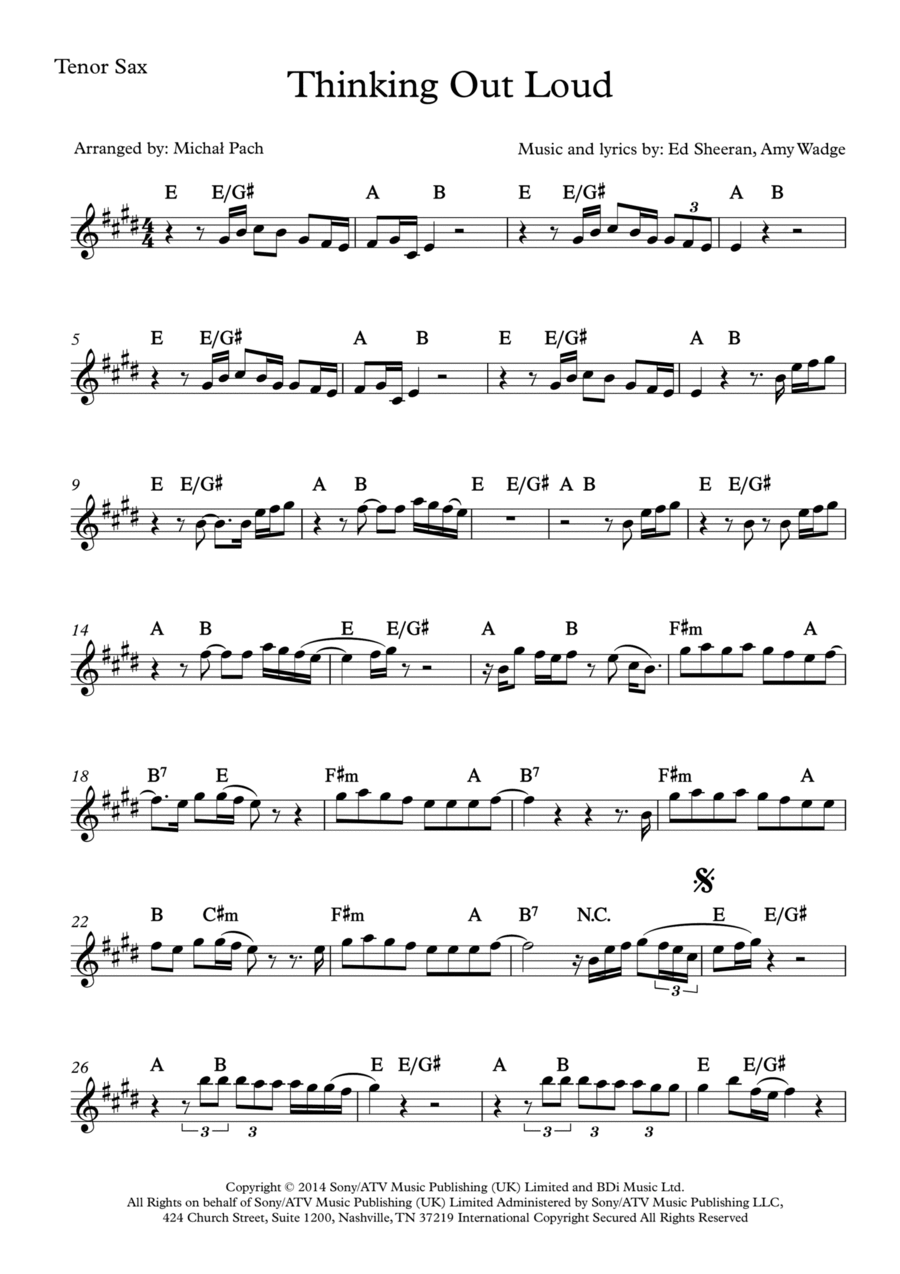 Thinking Out Loud Tenor Saxophone scores gallery preview page 1