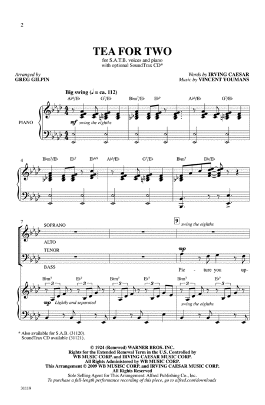 Tea for Two 4-Part scores gallery preview page 2