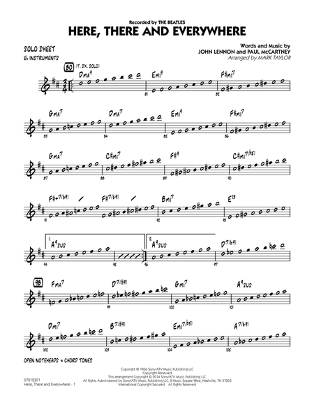 Here, There and Everywhere - Eb Solo Sheet