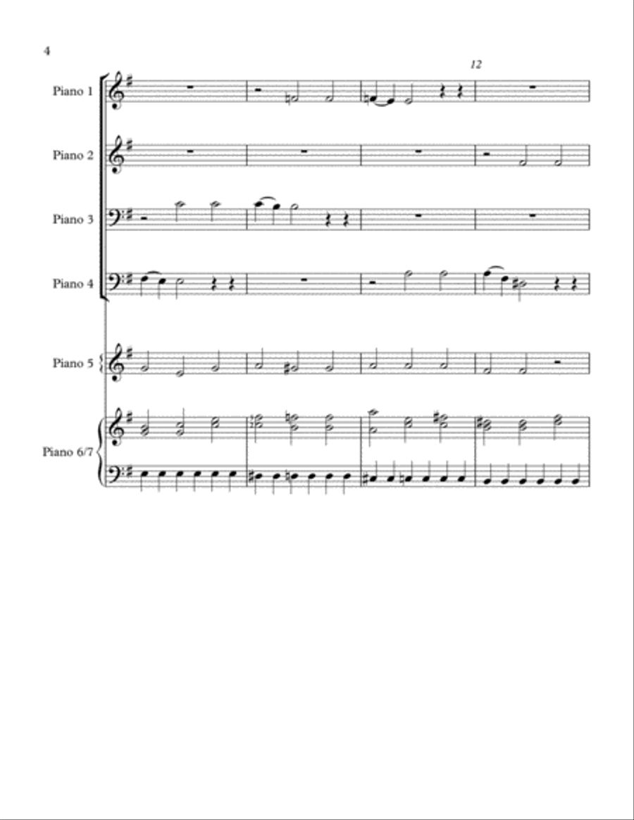 Crucifixus from Bach's B minor Mass arranged for Keyboard/Piano Ensemble 2 Pianos, 4-Hands scores gallery preview page 4