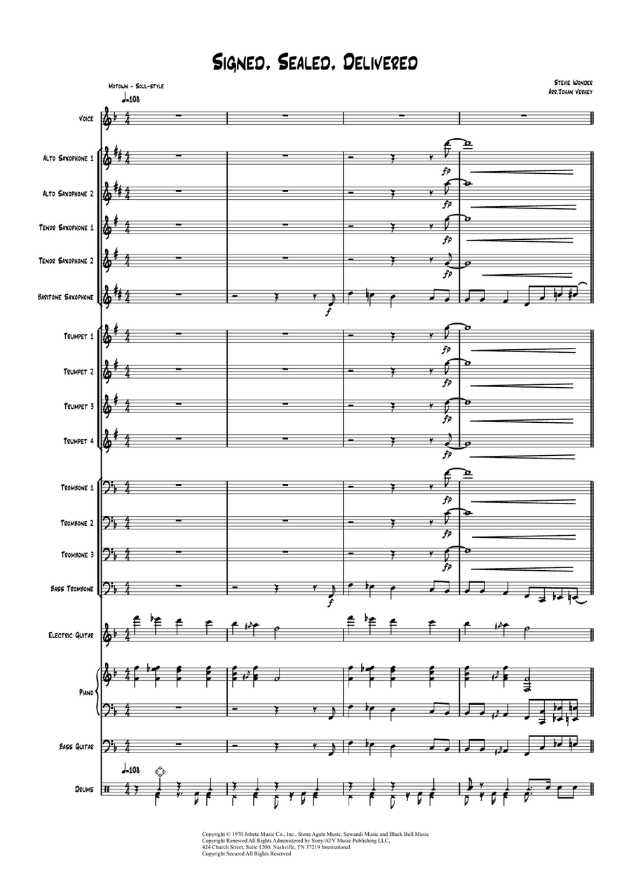 Signed, Sealed, Delivered I'm Yours Jazz Ensemble scores gallery preview page 1